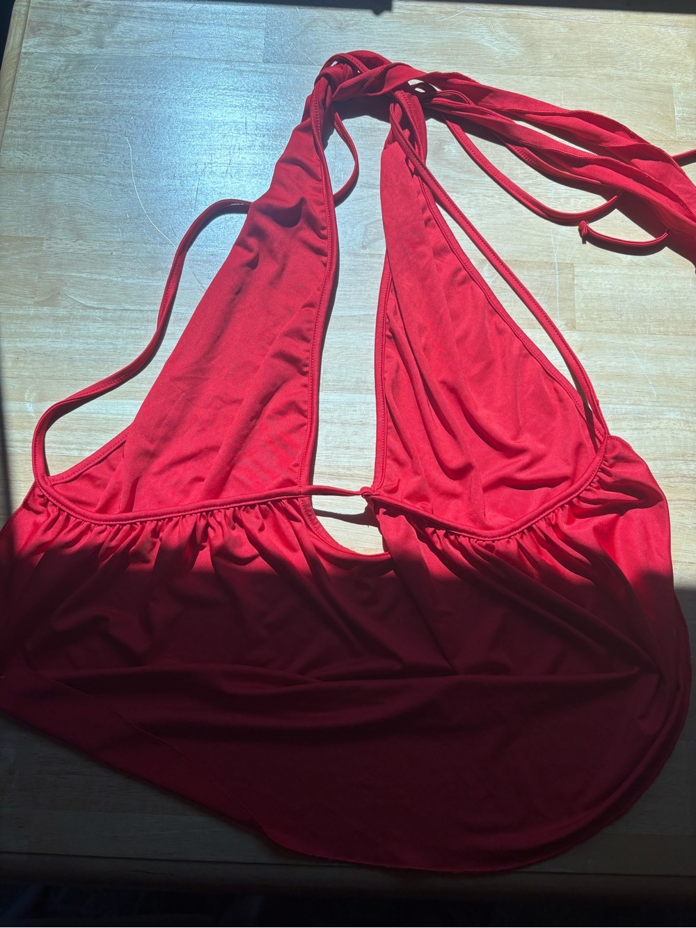 SHEIN Red Ruched Bikini Top